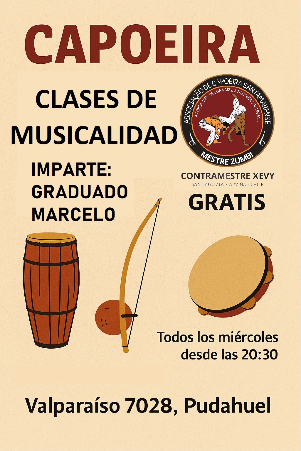 Taller de Música de Capoeira en Pudahuel – Berimbau Atabaque Pandeiro